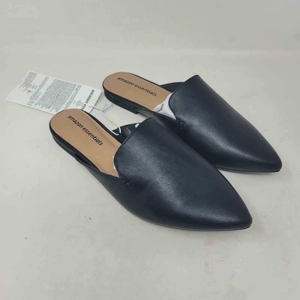 Amazon Essentials Womens Mules Sz 8.5 M Pointed Toe Black Molly